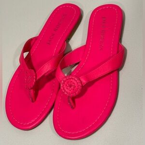 Jack Rogers Women Hot Pink Leather Thong Flip Flop Size 8